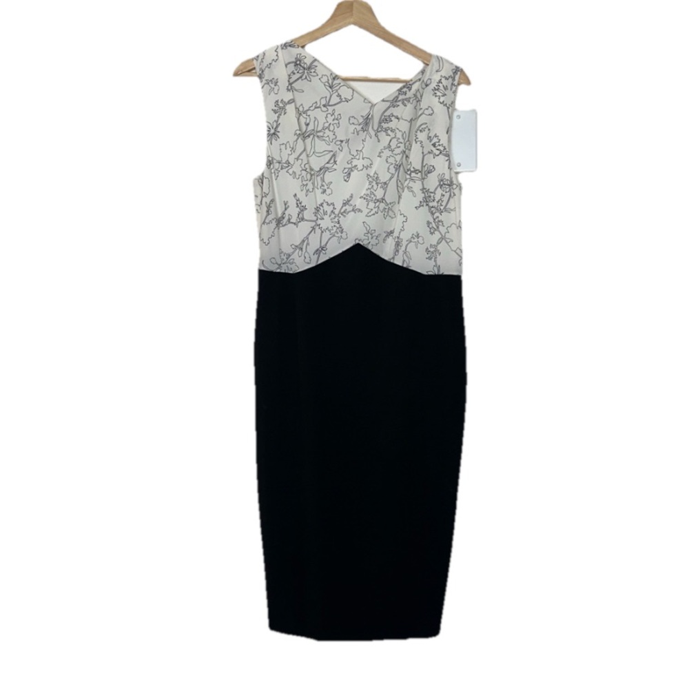 Classiques Entier Black & White Silk Top Sheath Dress Sz. 10